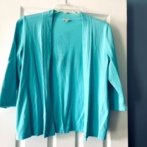 Talbots Aqua open cardigan